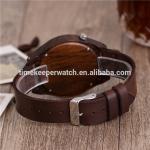 2017 Men Wood Watch Made Out Black Sandal Wood Handmade Leather Strap Digital