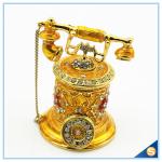 Jeweled Enamel Trinket Box Antique Telephone Shape Trinket Box For Women's Gift