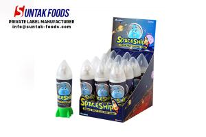 China Sweet Jelly Bean with Space Ship Container Glowing Electronic Flash Ball Toy Candy wholesale