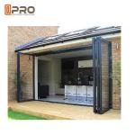 Black Color Aluminum Entrance Folding Glass Doors Heat Insulation glass door