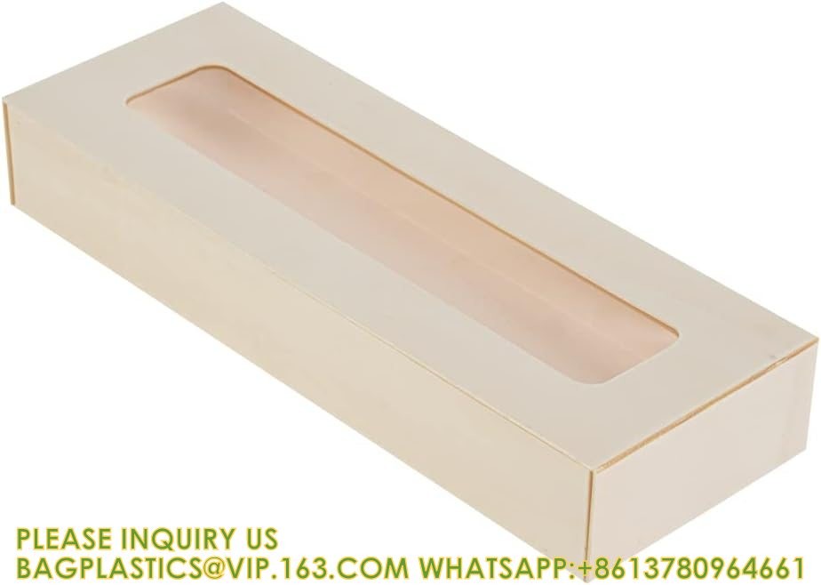 Compostable Food Containers, Rectangle Wooden Bento Boxes - Long Flare, Grease Resistant, Natural Poplar