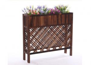 China Balcony Mesh Shape Wooden Flower Shelf , Colorful Wooden Plant Stand Antiseptic Wood Fence on sale