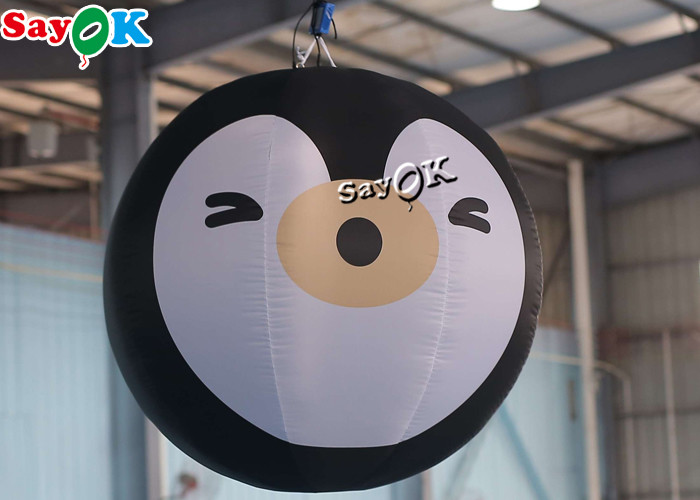 2m Black Inflatable Lighting Decoration Penguin Cartoon For Outdoor