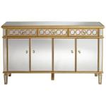 Living Room Cabinet Modern 4 Drawers 4 Doors Buffet Cabinet Table with Mirrored