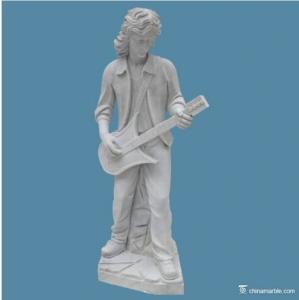 China 96 Inch Height Stone Carved Statues White Marble Man Playing Guitar on sale