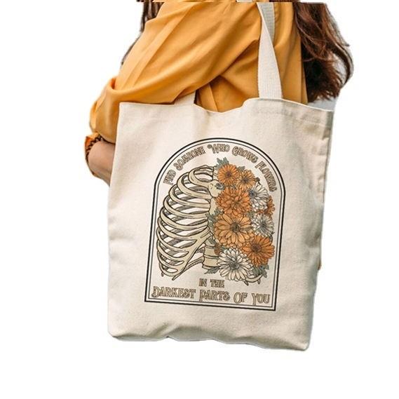 Customized Logo Large Organic Cotton Canvas Grocery Shopping Tote Bag for OEM