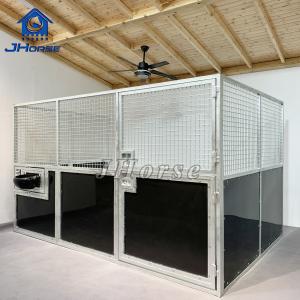 China Mobile Painted 12ft Standard Size HDG HDPE Horse Stable Stall Panels Barn With Feeder on sale