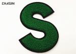 Green Alphabet Chenille Embroidery Patches For Varsity Jackets