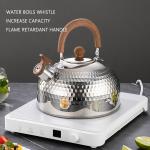 4L Stainless Steel Water Kettle Whistling Stovetop Tea Kettle With Wood Grain