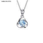 Clover Blue Crystal Pendant Simple Zircon Ladies Necklace Electroplating Alloy