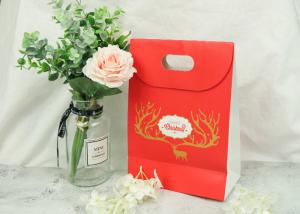 China Merry Christmas Eco Craft Bags With Logo And Cutting Handle Smooth Feel wholesale