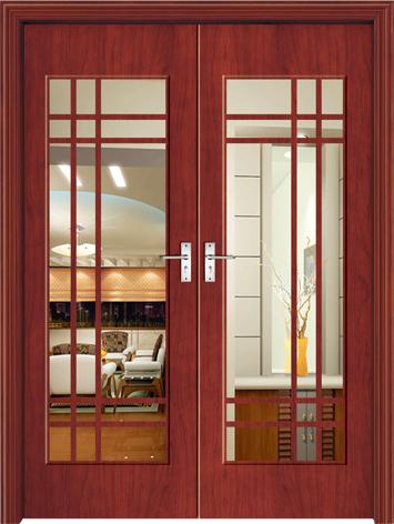 Solid Core Interior PVC Wood Doors From China Manufacturing, with clear tempered