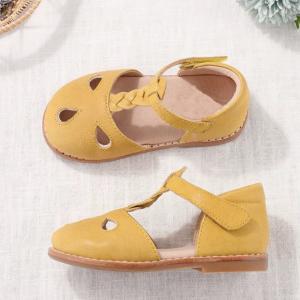China Round Toe Leather School Shoes  Yellow Leather Cute Baby Shoes wholesale