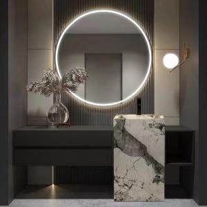 China Solid Wood Bathroom Vanity Cabinet Set One Piece Sintered Slate Stone Slab ODM wholesale