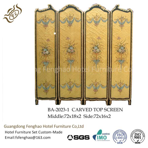 Modern Foldable Screen Divider Pine Air Brush Plywood With Gold Foil Foldable