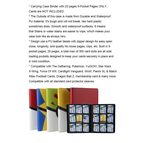 ODM Pokemon Pocket Planner Binder , BBKE 540 Cards 9 Pocket Binder