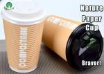 PLA Coated 12 Ounce Paper Cups , Disposable Double Wall Paper Coffee Cups
