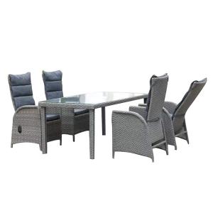 China SGS Approval H72cm Chair Grey Rattan Bistro Set With Glass Top wholesale