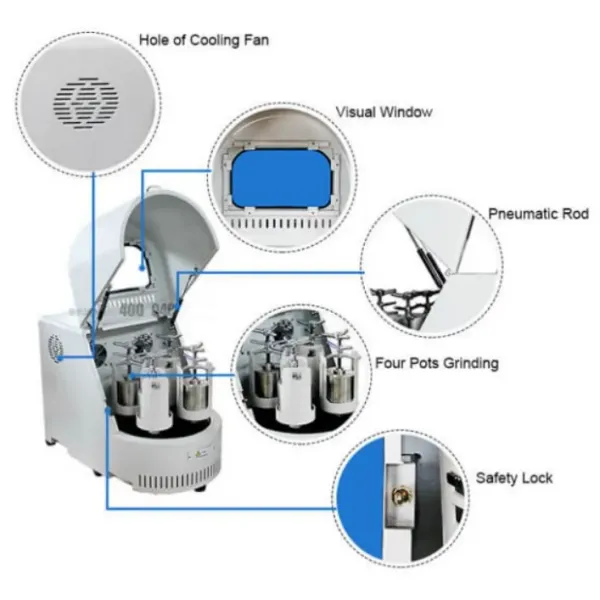 Vertical Planetary Ball Mill 0.4L Lab Grinder 220V 4 Jars