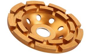 China 4.5 Inch Double Row Diamond Cup Grinding Wheel Gold for Angle Grinder Polishing and Cleaning Stone/Cement/Marble/Rock wholesale