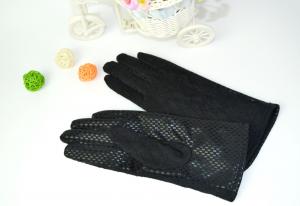 China ladies fashion cotton gloves back with lace and palm with print wholesale