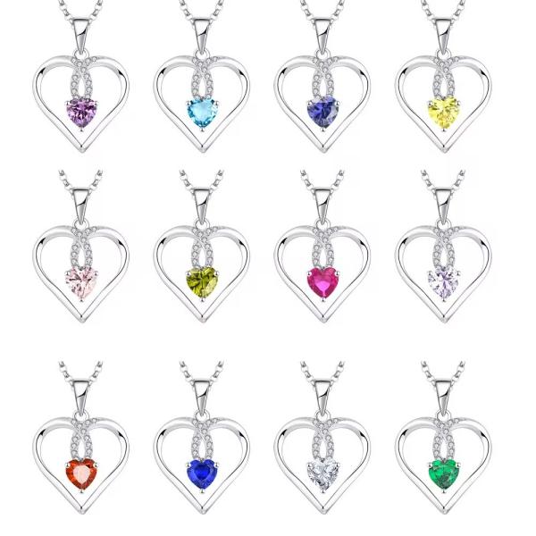 YASVITTI High Quality Sparkling Heart 5A Zirconia Necklace Rhodium Plated 925
