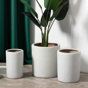 China The Latest Design Reliable Hotel Outdoor Corridor Decoration Cylinder Flower Pots White Large Ceramic Pots Planter on sale