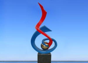 China 2.4m Burning Torch Painted Metal Sculpture For Plaza / Square Decoration wholesale