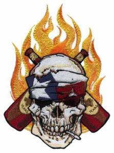 China Embroidery digitization human skeleton and Fire with blend color WEC11302 wholesale