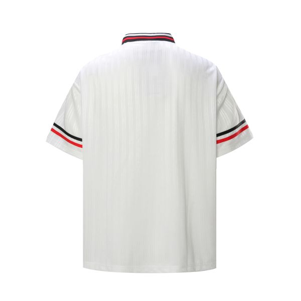 Customized Vintage Letter Puff Printed V-neck Oversized Fit Breathable Quick-dry Knitted Fabric 100% Polyester Short Sleeve