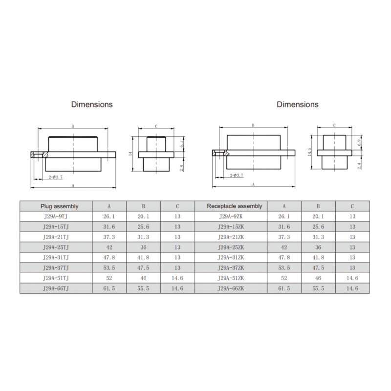 J29A-21TJP Micro Rectangular Connector with Threaded Locking Precision Twist Pins for Aeronautics and Astronautics Applications