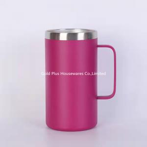 China Personalized drinkware cute  beer mugs reusable beer milk cup powder coated pink cup coffee thermos wholesale