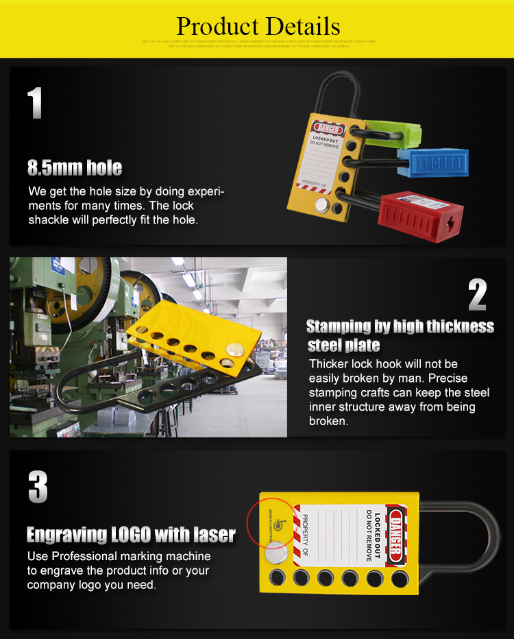 Six Holes best price push button Safety Aluminum Lockout Hasp