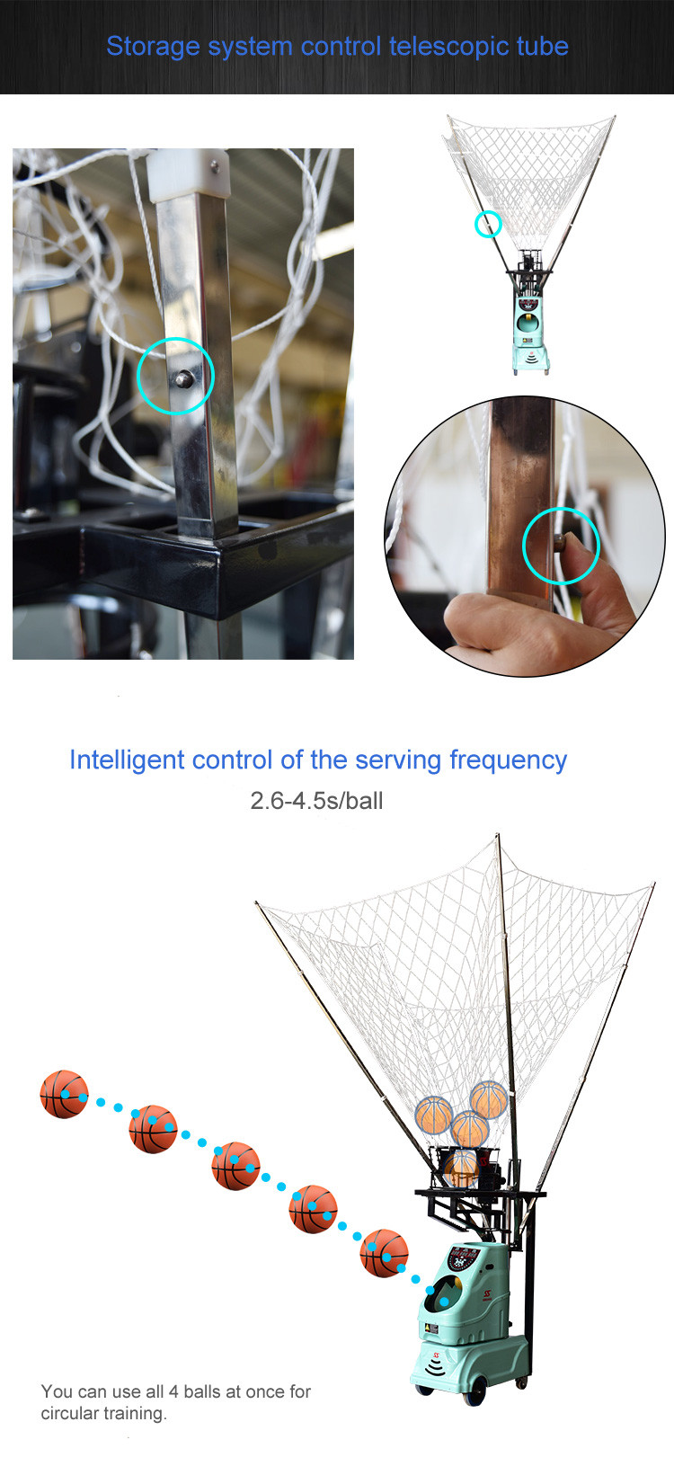 ROHS Certified LED Display Siboasi Basketball Shooting Machine For Training