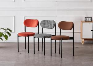 China Ergonomic Flannel H79CM Modern Metal Dining Chairs For Hotel wholesale