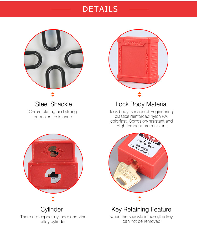 Non-conductive electrical equipment lockout tagout Mini Nylon safety padlock with master key