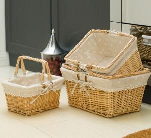 China Handmade Natural Willow Wicker Picnic Basket Cheap Lunch Bags Hot sale products Outdoor Lunch Basket wholesale