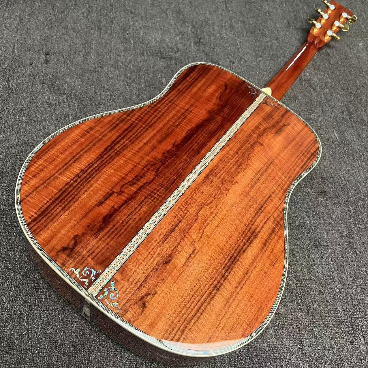 Left Handed D Body Solid Koa Top Acoustic Guitar with KOA Wood Back Side Abalone Binding Life Tree Inlay Deluxe KOA Guitar OEM