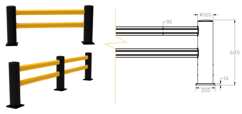 Flexible Pedestrian Barrier  Anti-Collision Guardrails Warehouse Safety Barrier Traffic Guardrails