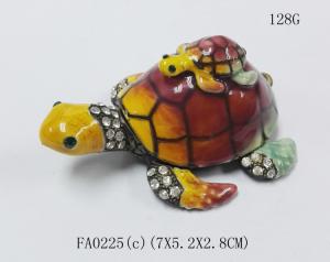 China Mum &amp; Baby Turtle metal trinket box turtle enamel metal jewelry box wholesale