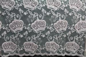 China Apparel Accessories Mesh based Crown Style Embroidery Lace Fabric Crown in Different Color wholesale