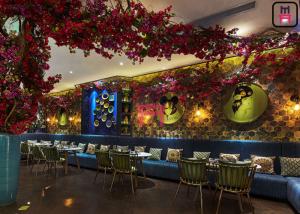 China Blue Luxury Fabric Restaurant Sofa Set S Shape No Need Installatoin For Hotel on sale