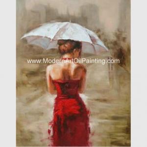China Acrylic Modern Art Oil Painting Decorative Wall Art Girl with Red Dress  on Canvas wholesale