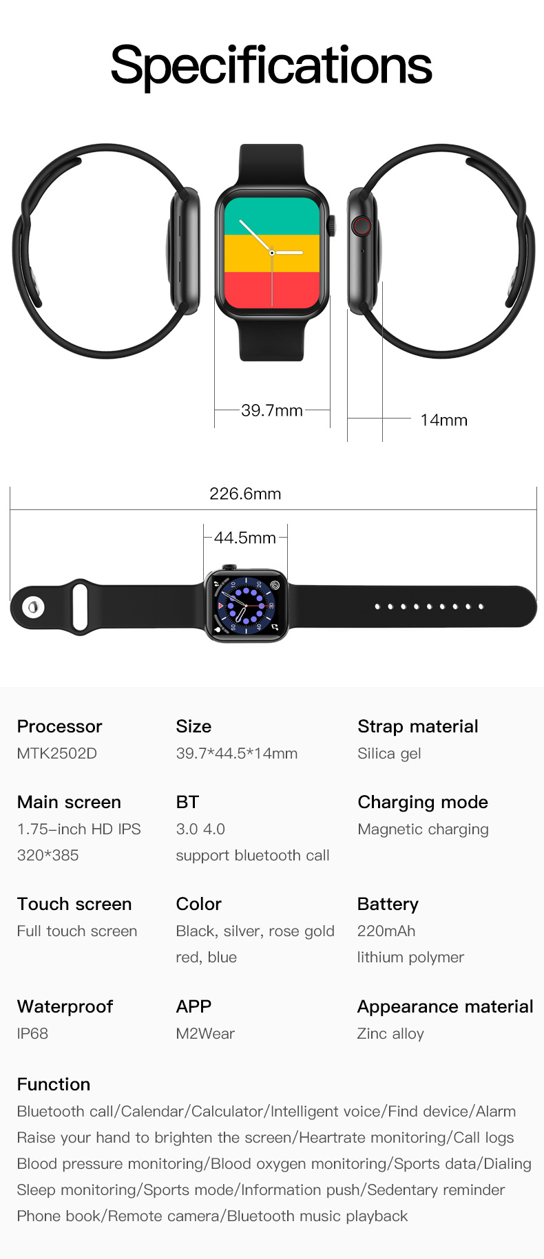 IP67 Waterproof Sports Smartwatch Zinc Alloy Watchband Monitor Blood Oxygen Wristband
