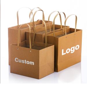 China Household Storage Bags Custom Logo Kraft Paper Bag with Disposable Patch Handle wholesale