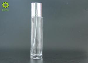 China Round Clear Glass Lotion Dispenser Bottle 120ml With Silver Color Plastic Pump wholesale