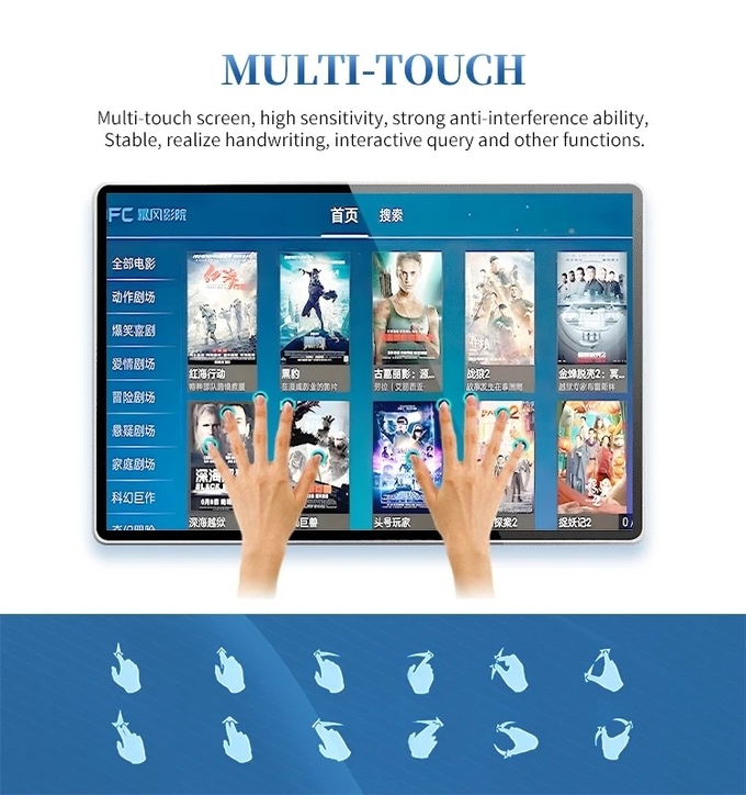 All In One Self Check Kiosk Horizontal Multimedia Display Android Windows
