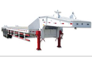 China 75 Tons 17m Lowbed Semi Trailer Truck , Tri - Axle Semi Flatbed Trailers wholesale