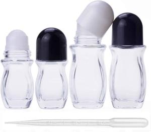 China H6.85in D2.68in Glass Cosmetic Containers Round Octagonal Perfume Roller Bottles wholesale