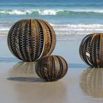 Abstract Hollow Out Sphere Corten Steel Sculpture Metal Art Statues
